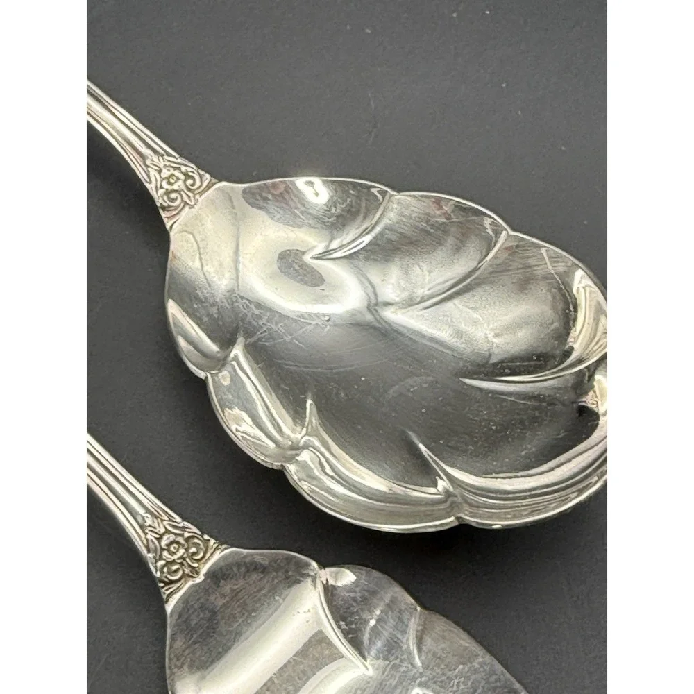 VTG 1953 Rogers Bros IS HERITAGE Silverplate Salad Serving Set Spoon Fork & Dish